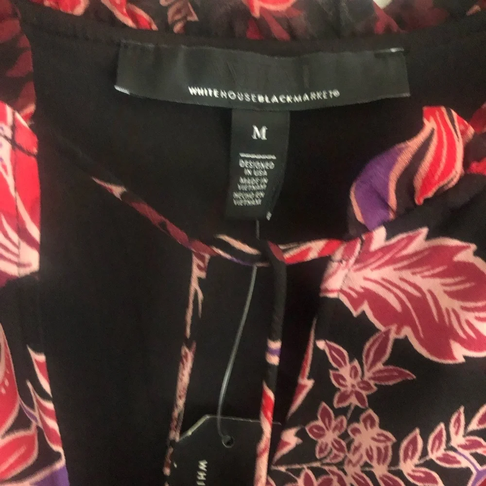 WHBM Art Nouveux All Over Black Floral Jersey Tunic Medium NWT